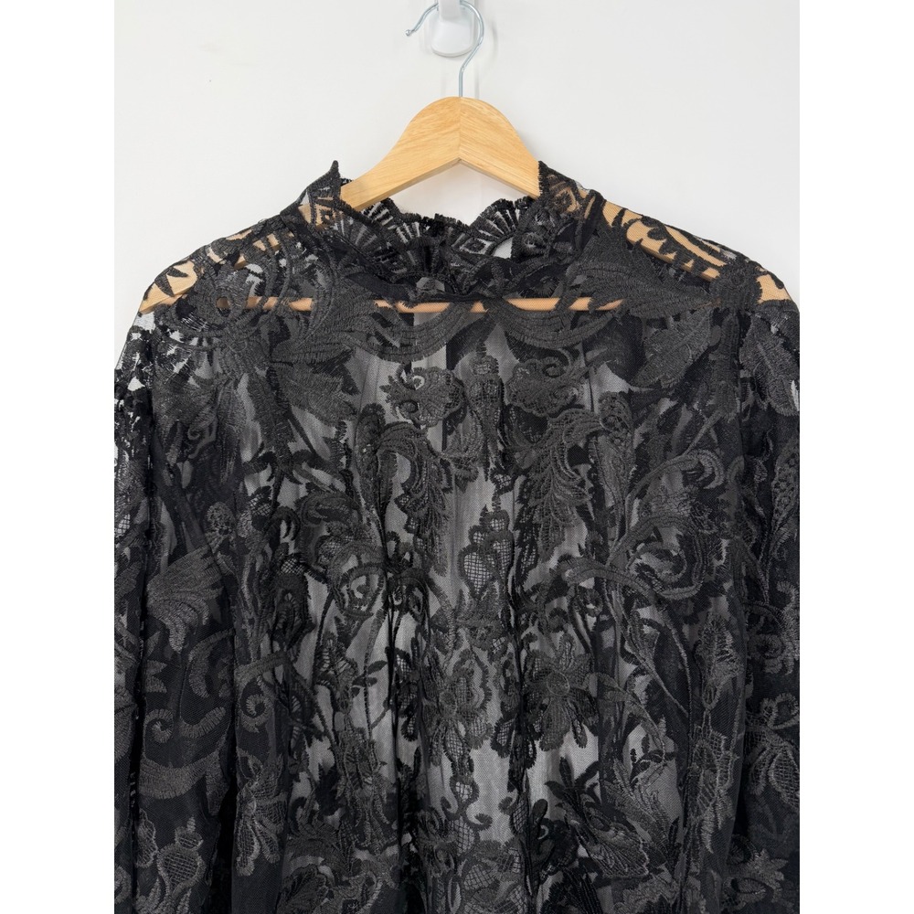 Witchy Whimsygoth Dark Romantic Black Lace Floral Top Womens SZ 2X Romantic Goth - Picture 3 of 10